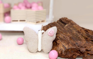 Farfalla piccola ecrù con rosellina - Collezione Shabby - €4.500