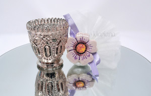 Fiore in ceramica decorato a mano e tulle - Collezione Ceramiche di Vietri - €6.50