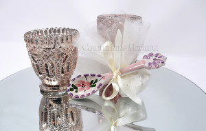 Cucchiaini in ceramica decorati a mano, con tulle e confetti - Collezione Ceramiche di Vietri - €5.50